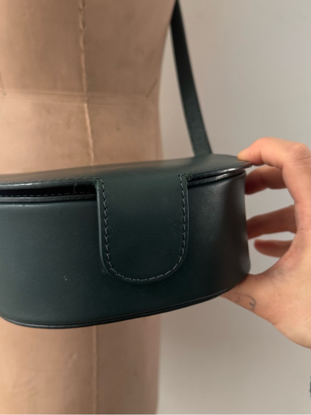 COS Dark Green Crossbody Leather Saddle Bag - Picture 9 of 16